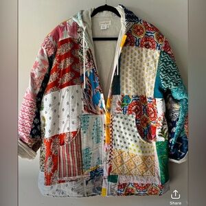 Patchwork Hooded Jacket Quilted Custom One Size New
